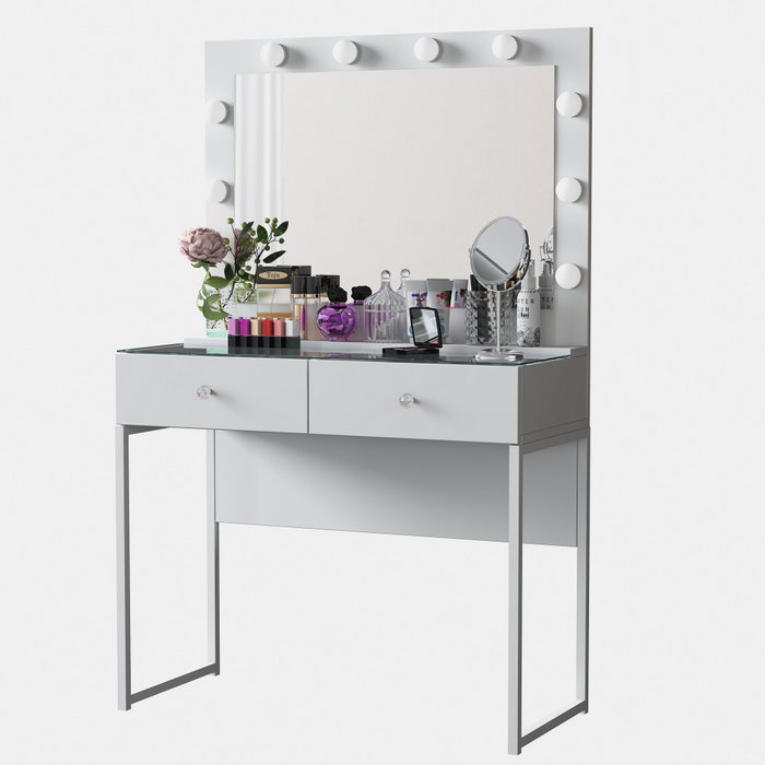 Hanah Home Mesa de Maquillaje con 10 focos, Blanca Hanah Home Mesa de Maquillaje con 10 focos, Blanca